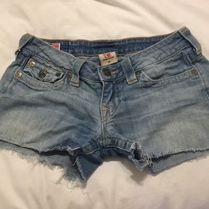 True Religion cutoff shorts.